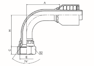 90°國標公制內螺紋74°外錐面 參考REF.GB/T9065.1